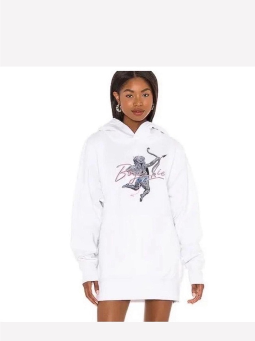 Boys Lie White Hoodie Dress with Cherub Graphic